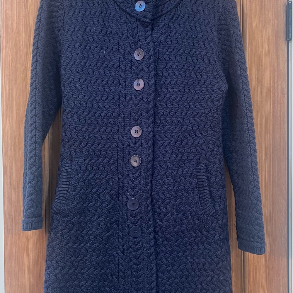 Beautiful 100% wool sweater coat  made in Ireland.